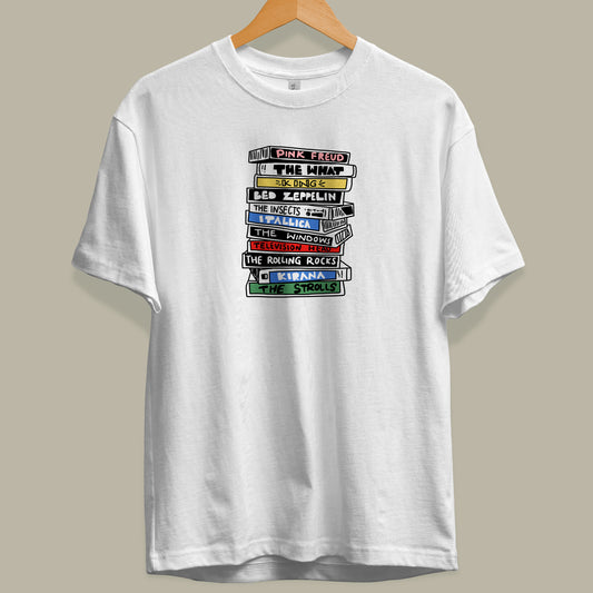 Rock and Roll Cassette Tapes - White Music T-shirt
